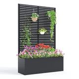 Garvee Metal Planter Box with Trellis for Climbing Plants, Vegetables, Vines, 71"x47"x16", Galvanized Metal, Patio Privacy Planter - Strips
