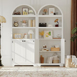 Garvee 5 Tier Arched Bookshelf with Double Doors Adjustable Shelf 72'' Tall Wooden Bookcase for Living Room Office Study White