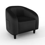 Garvee Accent Chair Club Chair Upholstered Barrel Chair with Solid Legs for Living Room Bedroom Study Waiting Room Black - Black