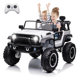 Garvee 24V 2 Seater Kids Ride On Toy, 4 Wheeler Truck Car, White, Big Kids, Remote Control, 5.5MPH, Durable & Safe