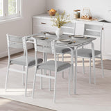 Garvee Dining Table for 4 with Cushioned Chairs, Small Space-Saving Square Dinette Set, White, 5 Piece Kitchen & Dining Room Set - White