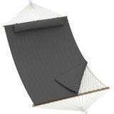 Garvee 2 Person Outdoor Hammock with Adjustable Steel Frame and Cotton Rope, 2-in-1 Hammock for Patio, Backyard, Garden, Beach, Dark Gray - Dark Gray