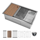 Garvee Undermount Kitchen Sink Stainless Steel 32x19x10 Silver with Soundproofing and Accessory Set