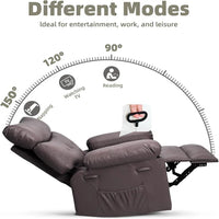 Fauteuil inclinable surdimensionné Garvee - Grand fauteuil inclinable manuel en cuir PU pour adultes, Lazy Boy grand confort avec rembourrage éponge 1,5X et mécanisme d'inclinaison facile pour la détente, café