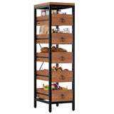 Garvee Wood Fruit and Vegetable Storage Rack 5-Tier Narrow Snack Display Stand Walnut for Kitchen Living Room Bedroom - Walnut