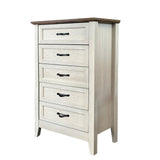 Garvee Wood Vintage Dresser 5 Drawer White, Tall Dressers for Closet, Storage Organizer, Nightstand Bedside Table Furniture - White