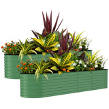 Garvee 2 Pack Galvanized Raised Garden Beds - 8x4x2ft Rust-Resistant Planter Box for Vegetables and Flowers, Green - Green(Rubber Edge)