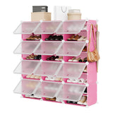 Garvee 8 Tier Shoe Rack 48 Pairs Capacity Plastic Sturdy Shelves for Hallway Bedroom Entryway, Easy Assembly, White - Pink