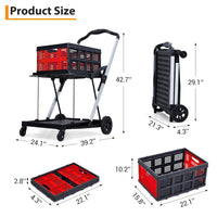 Garvee 2-Tier Portable Utility Shopping Cart Waterproof Basket Liner Foldable Lightweight Aluminum Frame 360° Wheels Locks for Groceries Laundry