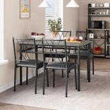 Garvee Dining Table Set 5 Pieces for 4, Solid Metal Frame, Upholstered Chairs, MDF Top, Space Saving, Retro Gray, Small Spaces, Apartment - Grey