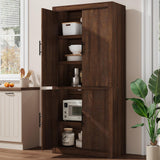 Garvee Kitchen Storage Pantry Cabinet With 4 Doors Adjustable Shelves For Dining Living Room 30Lx14.5Wx70.4H Retro Brown - Retro Brown With Wood Door