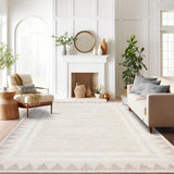Garvee Washable 9x12 Area Rugs Non Slip Modern Solid Bordered Rug Ivory White for Living Room Bedroom Dining Room Nursery Farmhouse - Ivory White