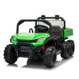Garvee 24V 4WD Electric Dump Truck for Kids, 2 Seater Remote Control Ride On Car, All Terrain Toy, Green - Green