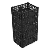 Garvee 52L Heavy-Duty Collapsible Milk Crate - Foldable Plastic Storage Crate for Garage, Kitchen & Office - Reinforced Walls, Multi-Use, Lightweight - 5Black