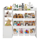 Garvee 43.5 in Kids Toy Organizer with 8 Bins, 4-Tier Storage for Playroom, White, Large Capacity - White
