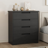 Garvee 4 Drawer Dresser Black Wooden Chest of Drawers for Bedroom, Living Room, Nursery, Hallway, Entryway, Spacious, Modern Design