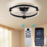 Garvee Modern Ceiling Fan With Circular LED Light, Tree Branch Design, 7 Blades, 500mm, Black - Black