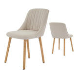 Garvee Dining Chairs Set of 2 Modern Fabric Upholstered Side Chairs Armless Kitchen Dining Chairs Oak Legs for Dining Room Living Room - Beige 4Pcs