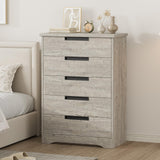 Garvee 5 Drawer Dresser Gray Wooden Organizer for Bedroom Living Room Nursery Hallway Entryway