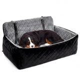 Garvee Extra Large Dog Car Booster Seat with Safety Belt, Waterproof Foldable Pet Travel Bed for 2 Medium Dogs, Truck SUV Sedan, Black - Black+Dark Grey