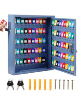 Garvee 100 Keys Cabinet Organizer Wall Mount Steel Key Lock Box with 2 Keys for Hotel Valet Office Car Key Management Heavy Duty Blue