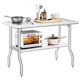 Garvee Folding Stainless Steel Table with Undershelf, 48x24 in, Heavy Duty Metal Foldable Prep Work Table, Portable, Silver
