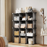 Garvee 12-Cube Storage Organizer Modular Stackable Shelving Unit with Anti-Tip Kit for Bedroom Closet Kids Room 12.6” Cubes Grey - Grey