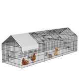 Garvee Large Metal Chicken Coop With Waterproof Cover For Outdoor Backyard Farm, 86"L x 40"W, White