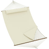 Garvee 2 Person Outdoor Hammock With Stand, Cotton Rope, Adjustable Steel Frame, Beige, Patio, Backyard, Garden, Beach - Beige