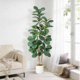 Garvee 6FT Artificial Fiddle Leaf Fig Tree, White Planter, Indoor Home Décor, Living Room, Bedroom, Office - Green 6Ft