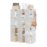 Garvee 8-Tier 48-Pair Expandable Shoe Cabinet Organizer With 2 Hooks For Bedroom Closet Entryway Portable Stackable Black - White