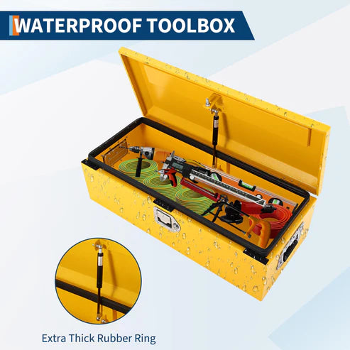 Garvee Heavy Duty Steel Truck Bed Tool Box – Waterproof Metal Storage Organizer with Lock, Side Handle, Durable Compact Toolbox for Pickup, RV, Trailer, Workshop – Powder-Coated Yellow, 30x13x9.6 Inches, 2026 Model