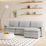 Garvee 108" Modular Chenille Cloud Sectional with Ottoman, Extra-Deep L-Shape Sofa for Living Room & Apartment, Gray, 108x62x37" - Oyster