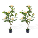 Garvee 2 Pack Artificial Magnolia Tree Yellow 3.7 ft Faux Floral Plant for Living Room Office Porch Decor - Yellow