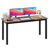 Garvee 63 In Computer Desk With Black Metal Frame, Large Office Desk For Home Work Study, Black And Gray, Modern Simple Style - Black & Vintage