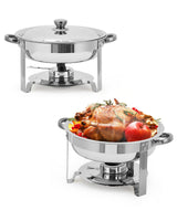 Garvee 2 Pack 5 QT Round Stainless Steel Chafing Dishes for Buffet Catering Parties Wedding Banquet Silver