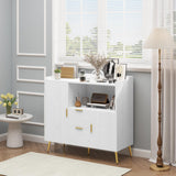 Garvee 40" Buffet Sideboard With Storage, Kitchen Storage Cabinet, Microwave Cabinet, Coffee Bar Cabinet, 2 Drawers, 2 Doors, For Kitchen, Dining Room, Entryway, Modern Design, Narrow Profile, White