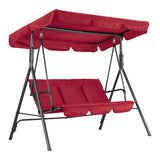 Garvee Outdoor Porch Swing Chair with Adjustable Canopy, 3-Seat Patio Glider Bench, Steel Frame, Red, Backyard Lawn Garden - Red