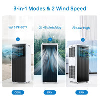 Garvee 8000 BTU Portable Air Conditioner, 3 In 1 AC Unit Built-In Cool, Dehumidifier & Fan for Rooms Up to 350 Sq.Ft, Energy Saving AC with Remote/24H Timer for Dorms/Indoor Rooms - White and Black