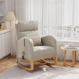 Garvee Modern Nursery Rocking Chair Linen Upholstered Comfortable Rocker Recliner with Side Pocket for Living Room Bedroom Nursing Room Grey - Dark Gray Linen Without Footrest