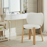 Garvee Makeup Chair Plush Teddy Fabric Vanity Chair for Home Office Bedroom Dressing Room White Compact Comfortable