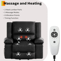 Garvee Electric Power Lift Recliner Chair for Elderly – PU Leather, Heated Massage, Adjustable Backrest & Footrest, Heavy Duty Mobility Support, 400 lbs Capacity – Black