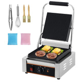 Garvee 1800W Electric Panini Maker With Temp Control, 9x9 Inch Cooking Surface, Stainless Steel, Commercial Sandwich Press