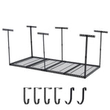 Garvee 4x8 FT Overhead Garage Storage Rack, 22"-40" Height Adjustable Ceiling Storage Rack 660lbs Weight Capacity, Heavy Duty Metal Hanging Storage Shelves for Garage (Black, Vertical Post x 6)