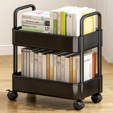 Garvee 2-Tier Rolling Utility Cart with Handle and Wheels, Mobile Storage Trolley for Office, Home, Kitchen, Black, 14.56" L x 9.84" W x 17.12" H - Black