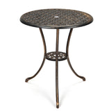 Garvee 24" Round Patio Bistro Table - Durable Weather - Resistant Aluminum, Elegant Vintage Hollowed - out, Sturdy Double - sided Steel Frame, 2 - inch Umbrella Hole, Easy Assembly, for Balcony, Backyard, Lawn & Garden - Bronze