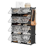 Garvee 6-Tier Expandable Shoe Rack Organizer With 2 Hooks Slim Space Saving Storage For Entryway Closet Mudroom Classic Black - Black