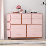 Garvee Tall Storage Standing Organizer with 10 Fabric Drawers, No-Tools Assembly for Nursery, Entryway & Small Spaces, Rustic Color - Pink