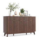 Garvee 60" Large Sideboard Buffet Cabinet with Storage, Fluted Drawers, Adjustable Shelves, Wooden Coffee Bar Console Table for Living Room Kitchen, Modern Wave Design, 60"x15.6"x34", Wood Color - Black Walnut