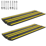 Garvee 2-Pack Rubber Curb Ramps 48" Extra Wide Driveway Transition Ramps Anti-Slip Surface Anchor Bolts Loading Dock Garage Sidewalk Wheelchair Access